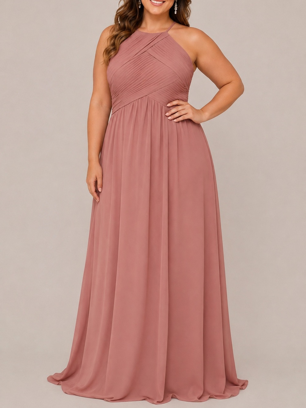 Revelry Mackenzie Chiffon Dress Gown desert rose size 14
